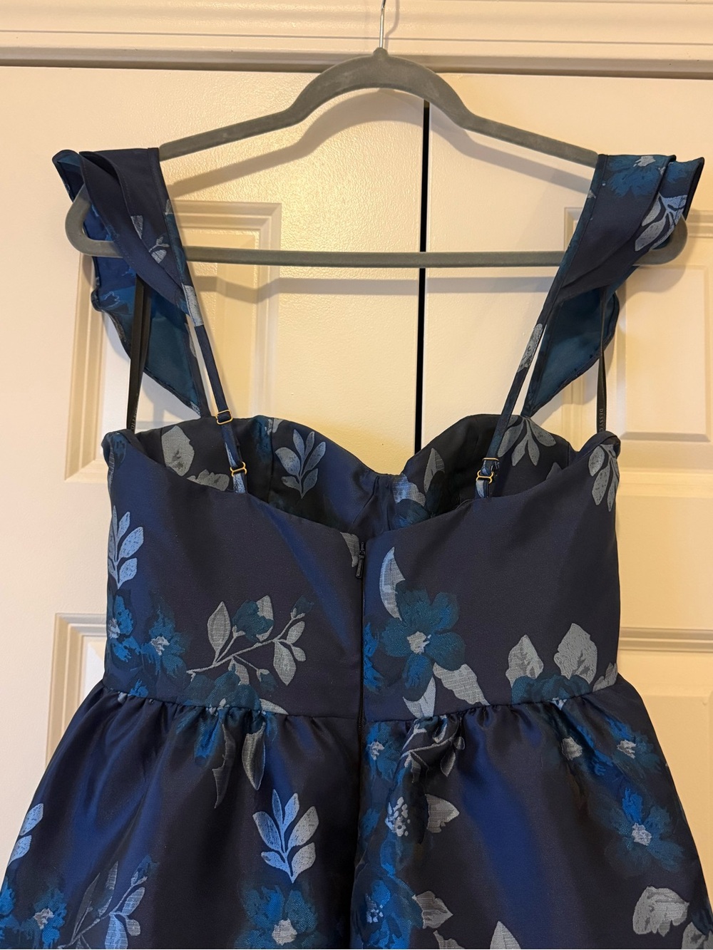 Baroque Rose Damask Floral Corset Maxi Dress | Midnight Navy | Size 8 - Picture 9 of 11
